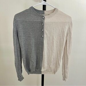One Gray Day LA Wool Two-Tone Gray and White Sweater